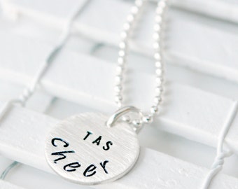 Cheerleader Necklace - Personalized Cheer Necklace Cheerleading Gift Cheer Jewelry Team Cheer Gift - Hand Stamped Sterling Silver