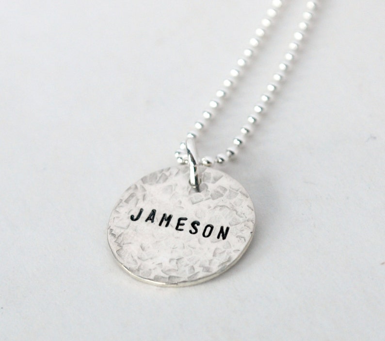 Custom Name Necklace Personalized Hammered Silver Necklace Hand Stamped Sterling Silver Jewelry image 3