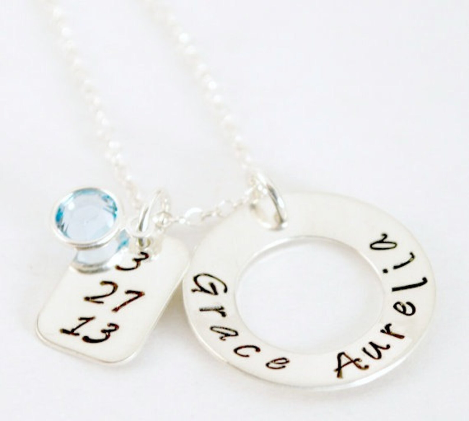 Baby Name Charm Necklace Birthdate Personalized New Mom Etsy UK