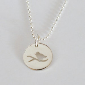 Bird Necklace Custom Jewelry Personalized Initial Necklace Hand Stamped Sterling Silver image 3