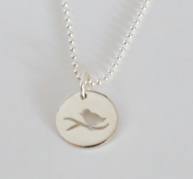 Bird Necklace Custom Jewelry Personalized Initial Necklace Hand Stamped Sterling Silver image 3