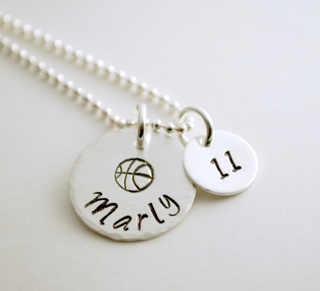 Personalized Sports Necklace Basketball Necklace With Custom Number