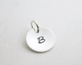 Sterling Silver Initial Charm - Custom Silver Initial Charm Letter Pendant Hand Stamped Sterling Silver - Jewelry Gifts for Her