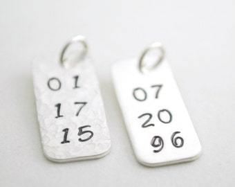 Custom Date Pendant Anniversary Date Hand Stamped Sterling Silver Personalized Sobriety Gift