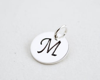 Personalized Jewelry Gift Hand Stamped Sterling Silver Initial Charm - Custom Pendant