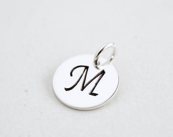 Personalized Initial Charm in Sterling Silver - Hand Stamped Custom Charm with Initial Small