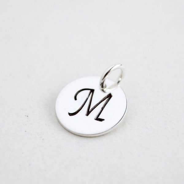 Personalized Initial Charm in Sterling Silver - Hand Stamped Custom Charm with Initial Small