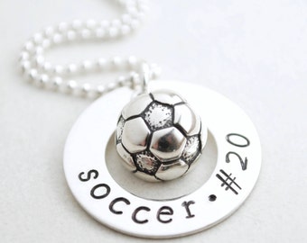 Custom Sterling Silver Soccer Ball Necklace: Personalized Jersey Number