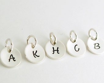 Personalized Jewelry Hand Stamped Sterling Silver Initial Charm - Custom Letter Pendant
