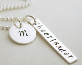Personalized Sterling Silver Cheerleader Necklace: Initial Charm
