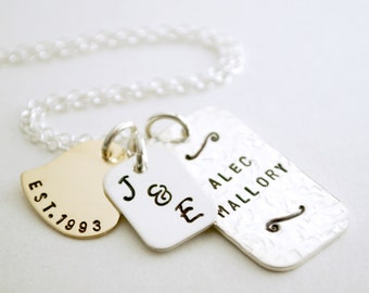 Personalized Family Necklace - Custom Mom Necklace - Hand Stamped with Kids Names - Mother Jewelry - Stamped Sterling Silver