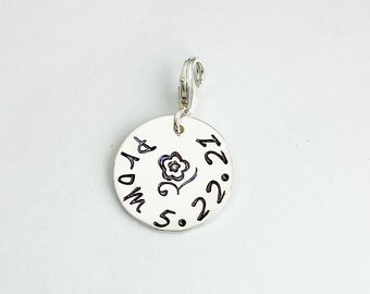 Hand Stamped Sterling Silver Prom Date Charm: Keepsake Gift