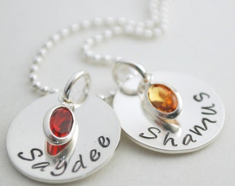 Custom Mom Necklace Personalized with Kids Names - Mommy Jewelry Custom Hand Stamped Sterling Silver