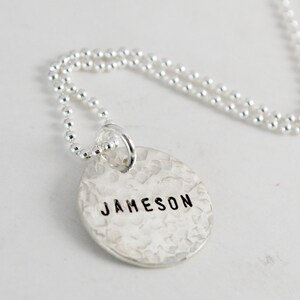 Custom Name Necklace Personalized Hammered Silver Necklace Hand Stamped Sterling Silver Jewelry image 2