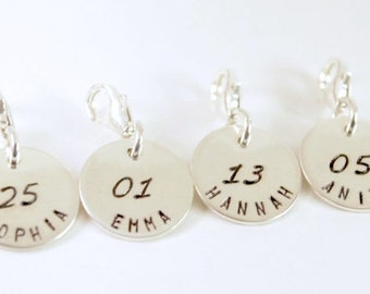 Personalized Sports Jewelry - Sterling Silver Custom Bracelet Charm Hand Stamped