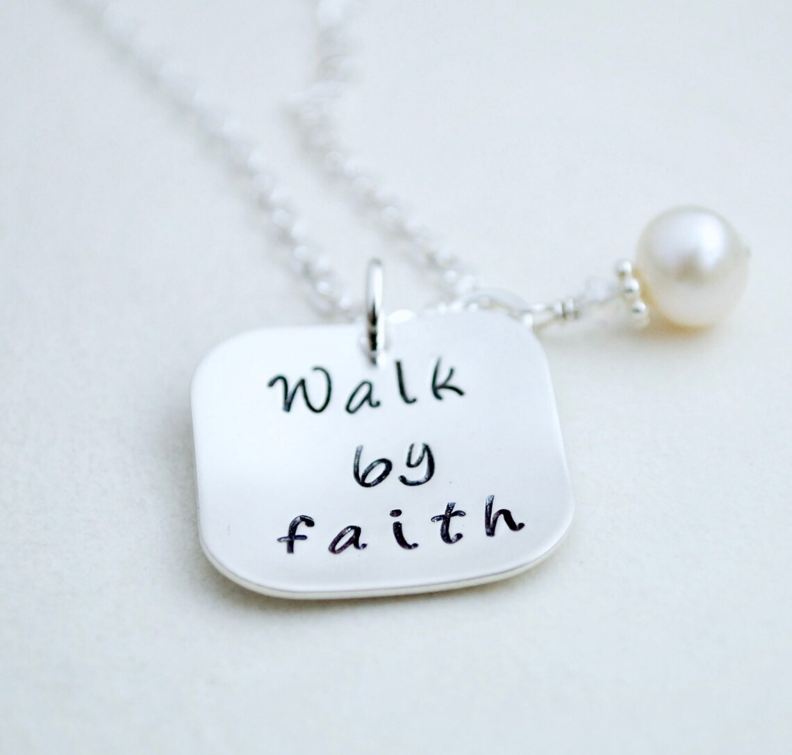Christian Necklace Faith Jewelry Hand Stamped Sterling Etsy