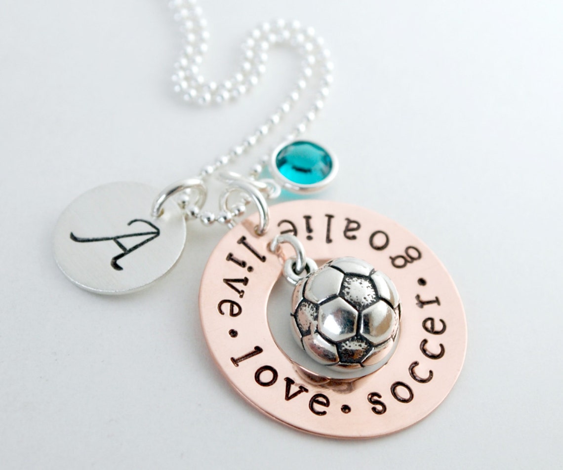 Personalized Soccer Necklace Soccer Ball Charm Custom Etsy