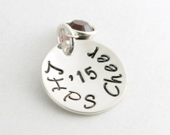 Personalized Cheerleading Team Gift Hand Stamped Sterling Silver Cheer Charm: Custom Team Jewelry