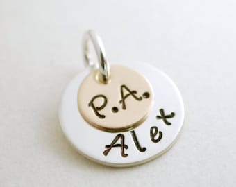 Physicians Assistant Jewelry - PA Charm - Graduation for PA -Silver PA Jewelry - Custom Name Hand Stamped Sterling Silver and Gold Filled