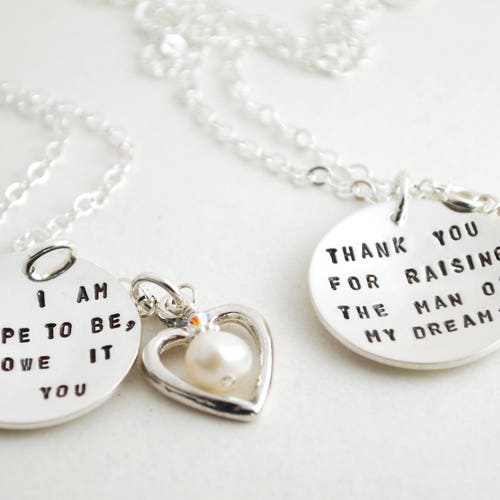 Bride Necklaces Bridal Jewelry - Mother in Law Necklace and Mother Necklace - Hand Stamped shops Sterling Silver Gift from Bride