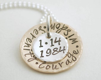 Custom Anniversary Date Necklace Hand Stamped and Personalized Sobriety Date Jewelry