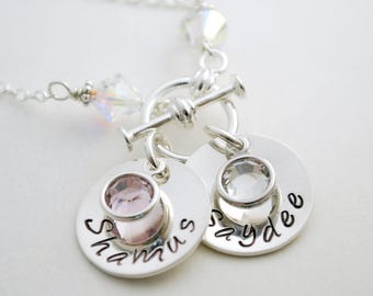 Personalized Mom Necklace - Hand Stamped Sterling Silver Jewelry - Keepsake Gift for Mom and Grandma