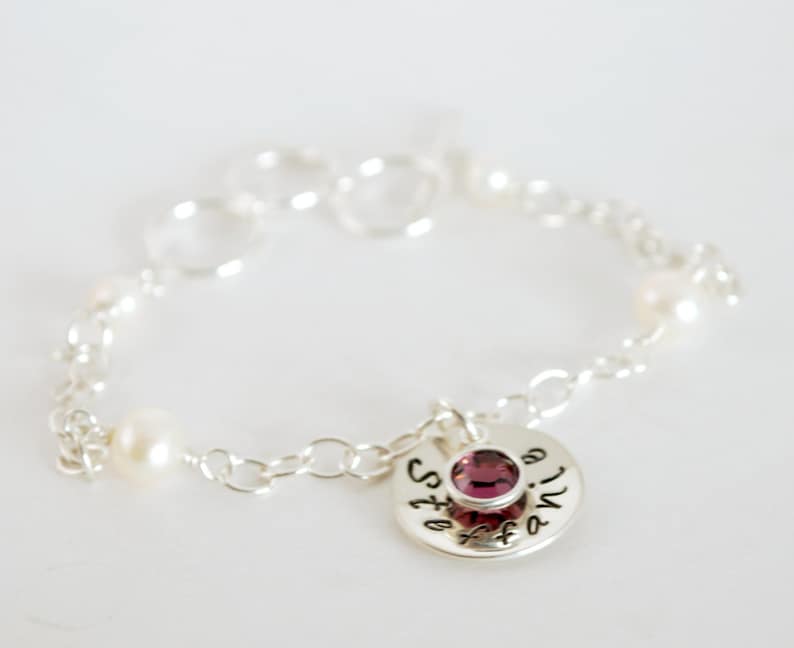 Name Charm Bracelet Personalized Hand Stamped With One Name Etsy