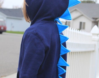 Small Youth Navy with Blue spikes -  Dinosaur Dragon Monster Spike Hoodie Gift Idea Costume Dress-up trendy kid christmas gift idea