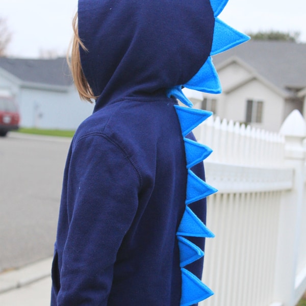 Small Youth Navy with Blue spikes -  Dinosaur Dragon Monster Spike Hoodie Gift Idea Costume Dress-up trendy kid christmas gift idea