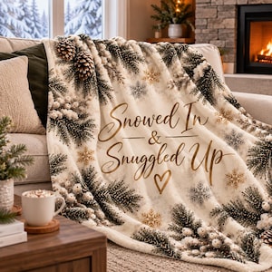 Snowed In & Snuggled Up Blanket | Winter Pine Snowflake Throw