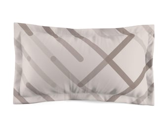 Neutral Abstract Line Art Pillow Sham – Taupe & Cream Microfiber Bedding
