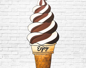 Hand Painted Ice Cream Cone Sign | Goldleaf MDO Wood Cutout