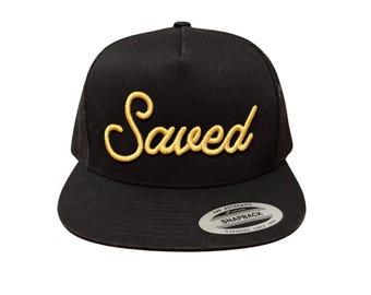 Saved Snapback Hat | Puff Embroidered Raised Lettering