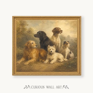Vintage Hunting Dogs Portrait Printable Digital Art Download