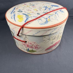 Vintage 1930’s-1950’s USA Map Travel Theme Hat Box