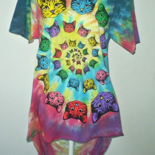 Cats Tie Dye Shredded shops Spiderweb Shirt