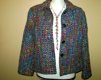 Coldwater Creek Tweed Colorful Ribbon Blazer