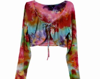 Tie Dye Tie Front Crop Shirt SEXY