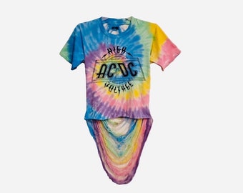 ACDC Tie Dye geschreddertes Spinnennetz Shirt