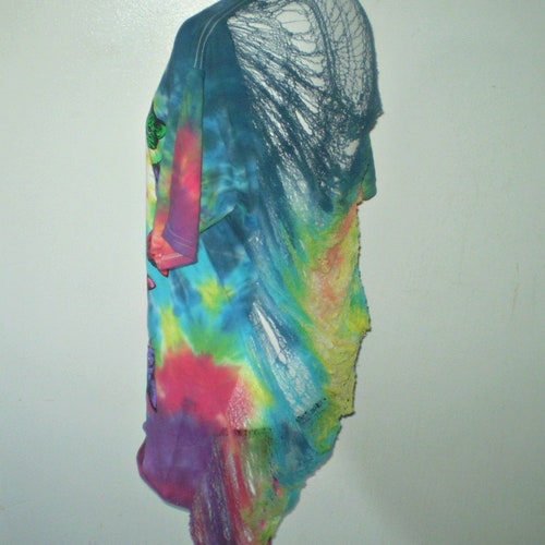 Cats Tie Dye Shredded shops Spiderweb Shirt