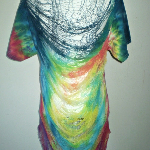 Cats Tie Dye Shredded shops Spiderweb Shirt