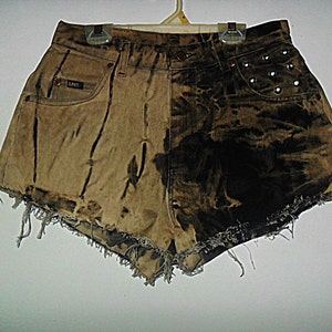 Destroyed Marbled Molted and Studded High Waist Shorts VINTAGE