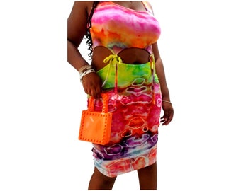 Tie Dye Low Scoop Sleeveless Dress SEXY