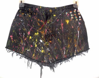 VINTAGE WRANGLER Farbspritzer High Waist Shorts