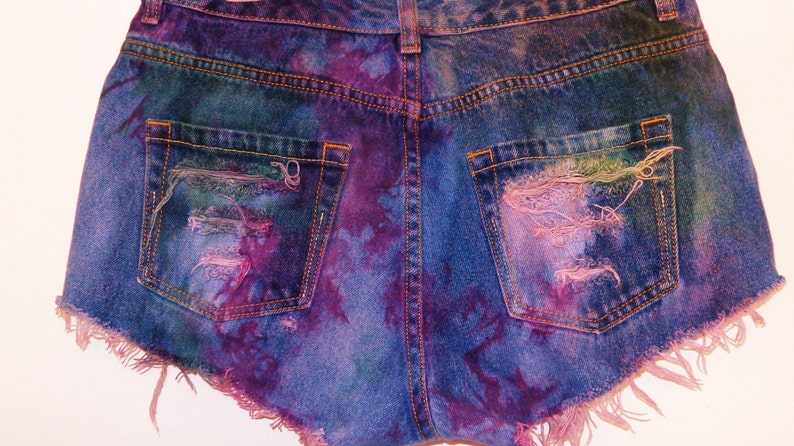 Tie Dye Marbled Distressed Shorts image 4