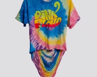 Pink Floyd Tie Dye Shredded Spiderweb Shirt