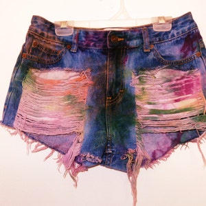 Tie Dye Marbled Distressed Shorts image 1