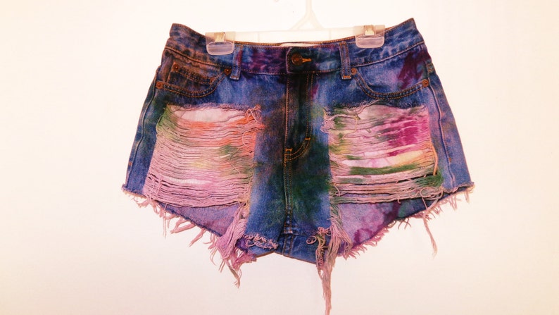 Tie Dye Marbled Distressed Shorts image 1