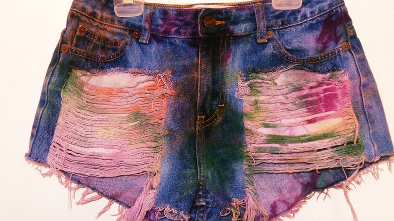 Tie Dye Marbled Distressed Shorts image 3