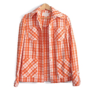Vintage 70s Weathervane Handmacher Orange Plaid Western Jacket